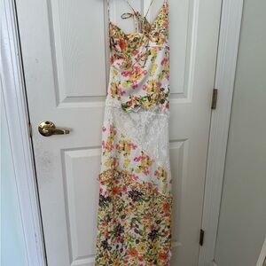 Floral Maxi Dress with Lace Detail